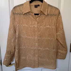 M MILANO semi sheer Career Dress Blouse top women’s Sz S SUPER NICE